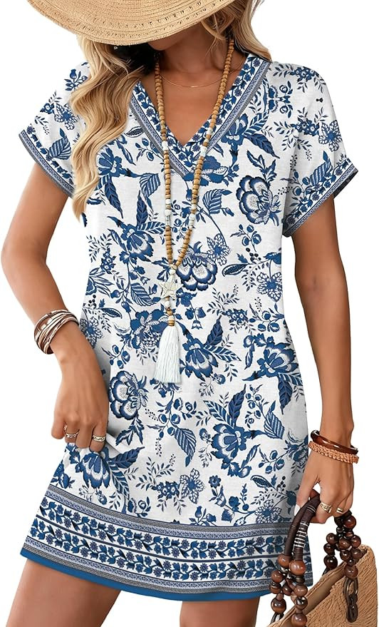 WIHOLL Dresses for Women 2026 Casual Summer Tshirt Dress Wedding Guest Dresses Short Sleeve Fashi... | Amazon (US)