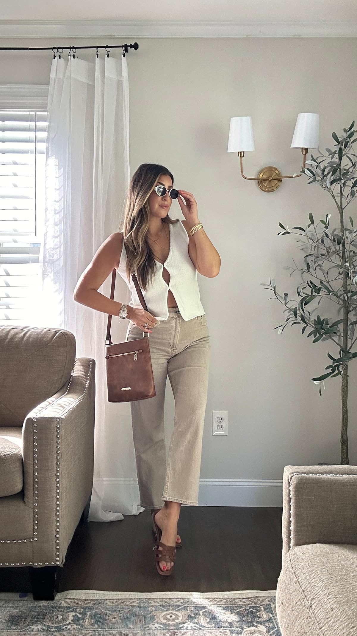 BZB Sweater Tank Tops for Women 2024 Summer Basic V Neck Crochet Knit Vest Sexy Button Casual Y2k Sweater Sleeveless Top | Amazon (US)