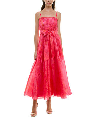 Women's Printed Pleated Sleeveless Midi Dress | Macy's