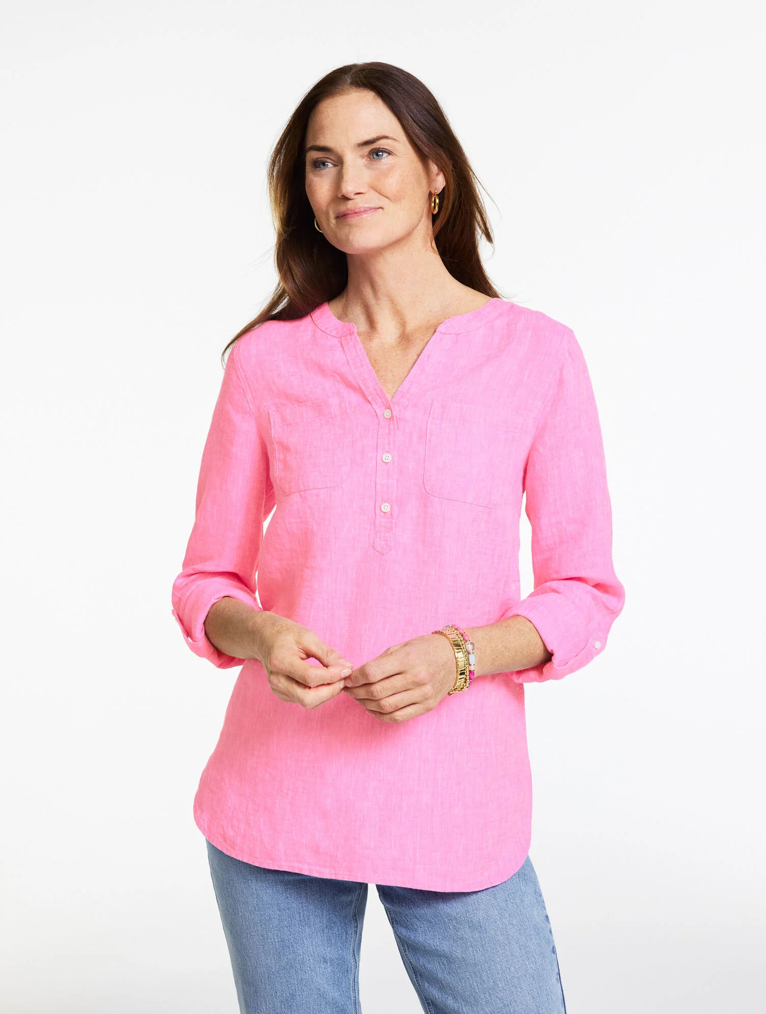 Linen Camp Shirt - Cross Dye | Talbots