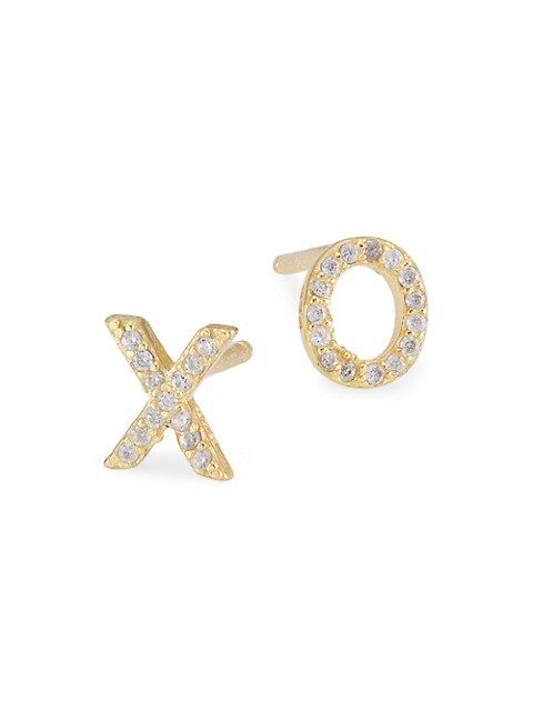 18K Gold Vermeil & Cubic Zirconia XO Pavé Stud Earrings | Saks Fifth Avenue