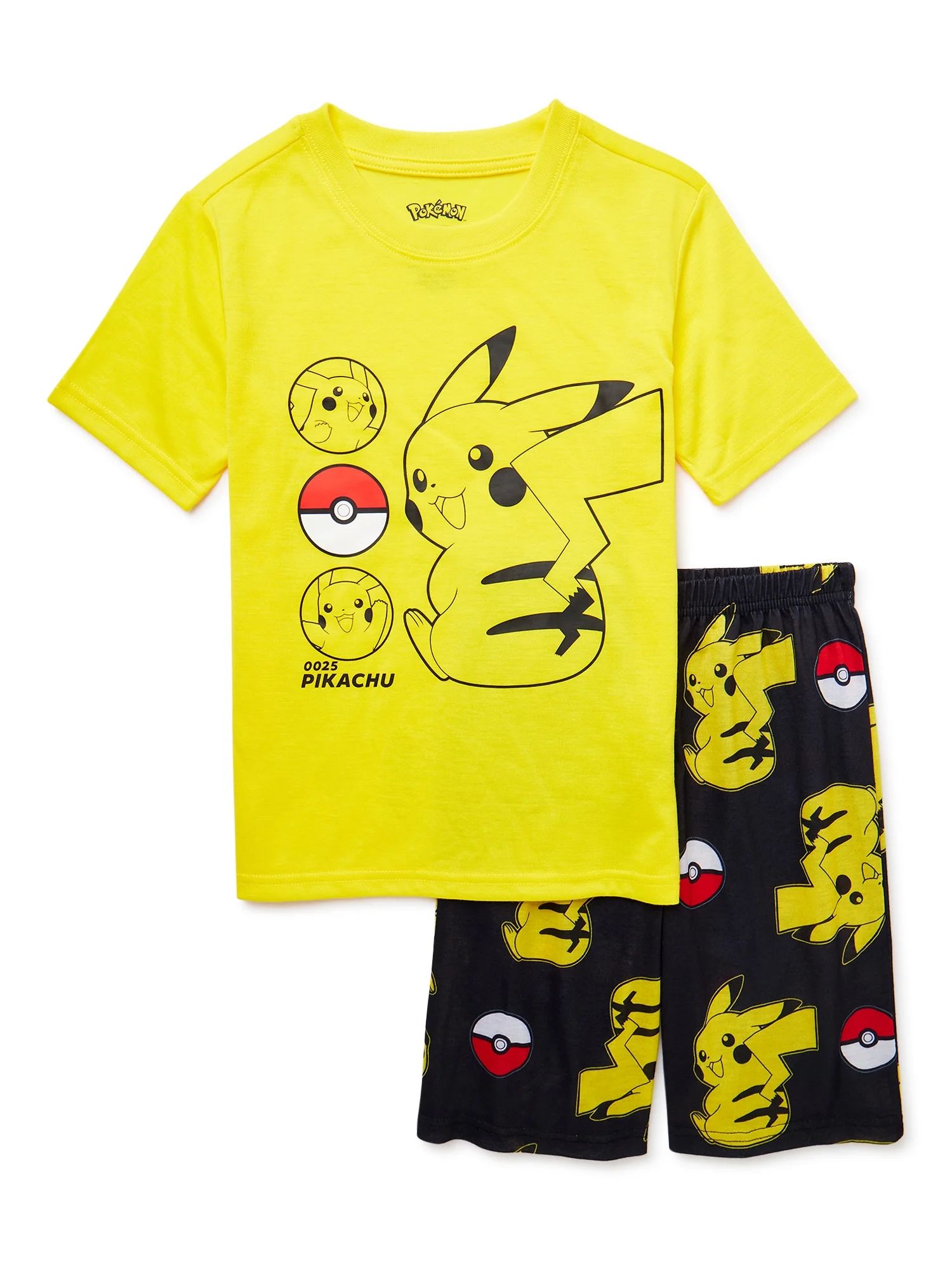 Pokemon Boys Short Sleeve T-Shirt and Shorts Pajama Set, 2-Piece, Sizes 4-14 - Walmart.com | Walmart (US)