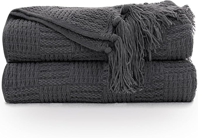 RECYCO Chenille Throw Blankets for Bed, Soft Cozy Knit Throw Blankets with Tassels, Woven Chenill... | Amazon (US)