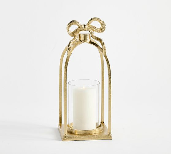LoveShackFancy Gold Bow Figural Lantern | Pottery Barn (US)