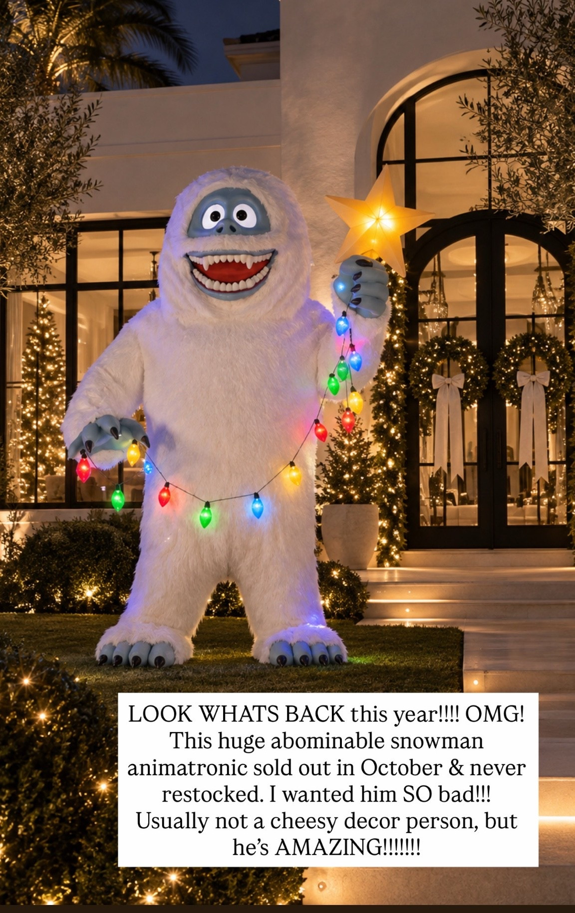 LOOK WHATS BACK this year!!!! OMG! This huge abominable snowman animatronic sold out in October & never restocked. I wanted him SO bad!!! Usually not a cheesy decor person, but he’s AMAZING!!!!!!!

#LTKSeasonal #LTKHome #LTKSaleAlert
