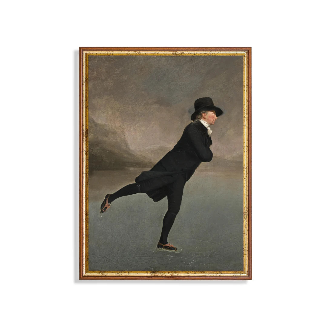 Vintage Skating Gentleman Print: Moody Winter Art - Etsy | Etsy (US)