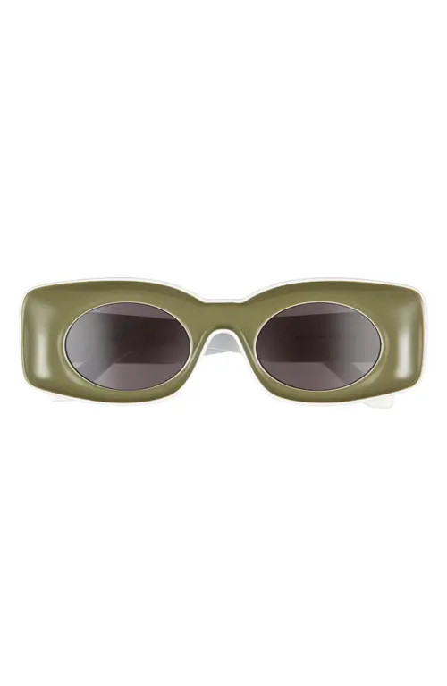 Loewe Paula Ibizia Original 49mm Square Sunglasses in Shiny Dark Green /Smoke at Nordstrom | Nordstrom