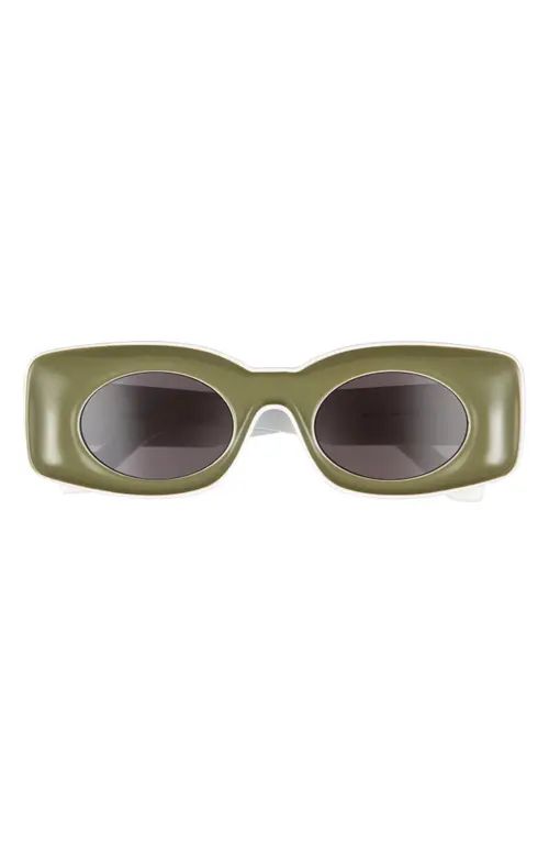 Loewe Paula Ibizia Original 49mm Square Sunglasses in Shiny Dark Green /Smoke at Nordstrom | Nordstrom