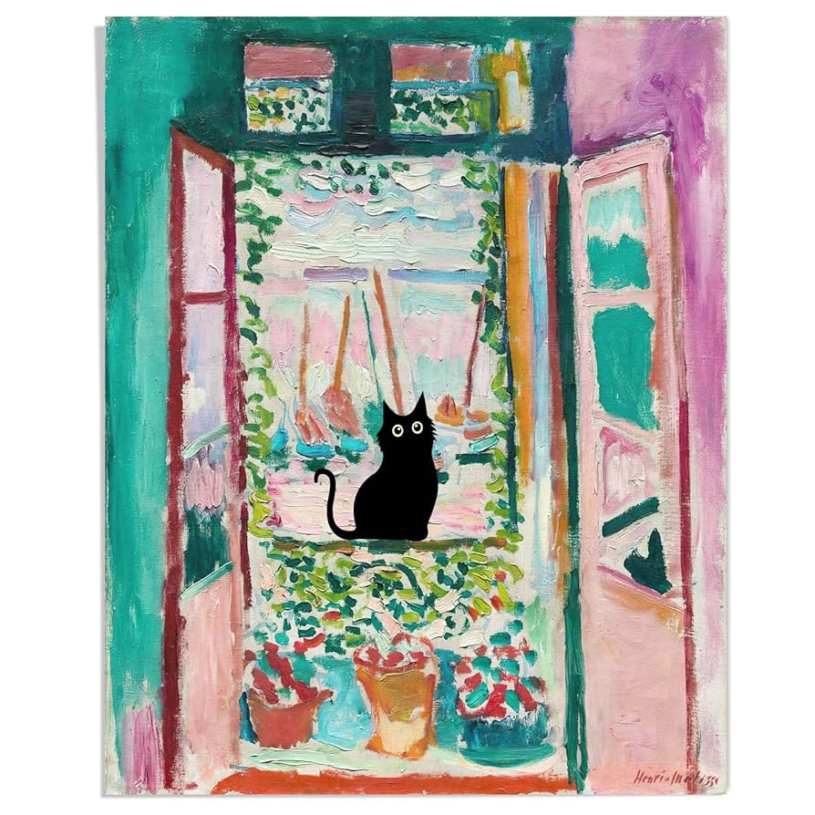 Henri Matisse Wall Art - Matisse Prints - Famous Open Window Poster - Black Cat Poster - Funny Ca... | Amazon (US)