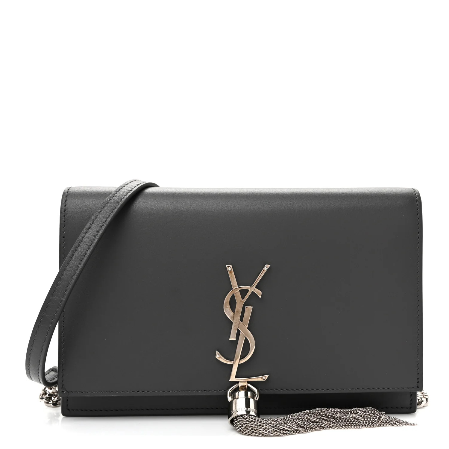 Saint Laurent Smooth Calfskin Classic Monogram Kate Tassel Chain Wallet Asphalt 1921091 | FASHIONPHILE (US)