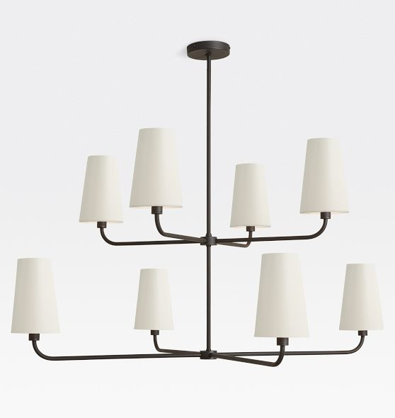 Ansel 46" 8-Light Double Tier Chandelier, Metal Shades | Rejuvenation