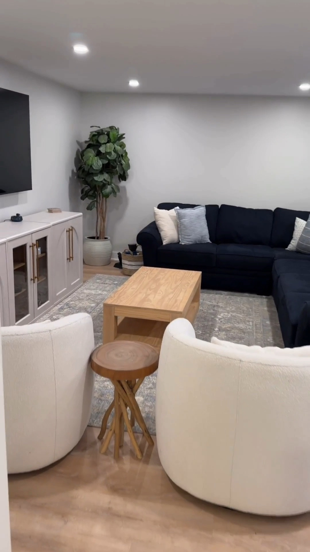 Our basement TV room is a perfect spot for our kids to hangout. Shop everything here!