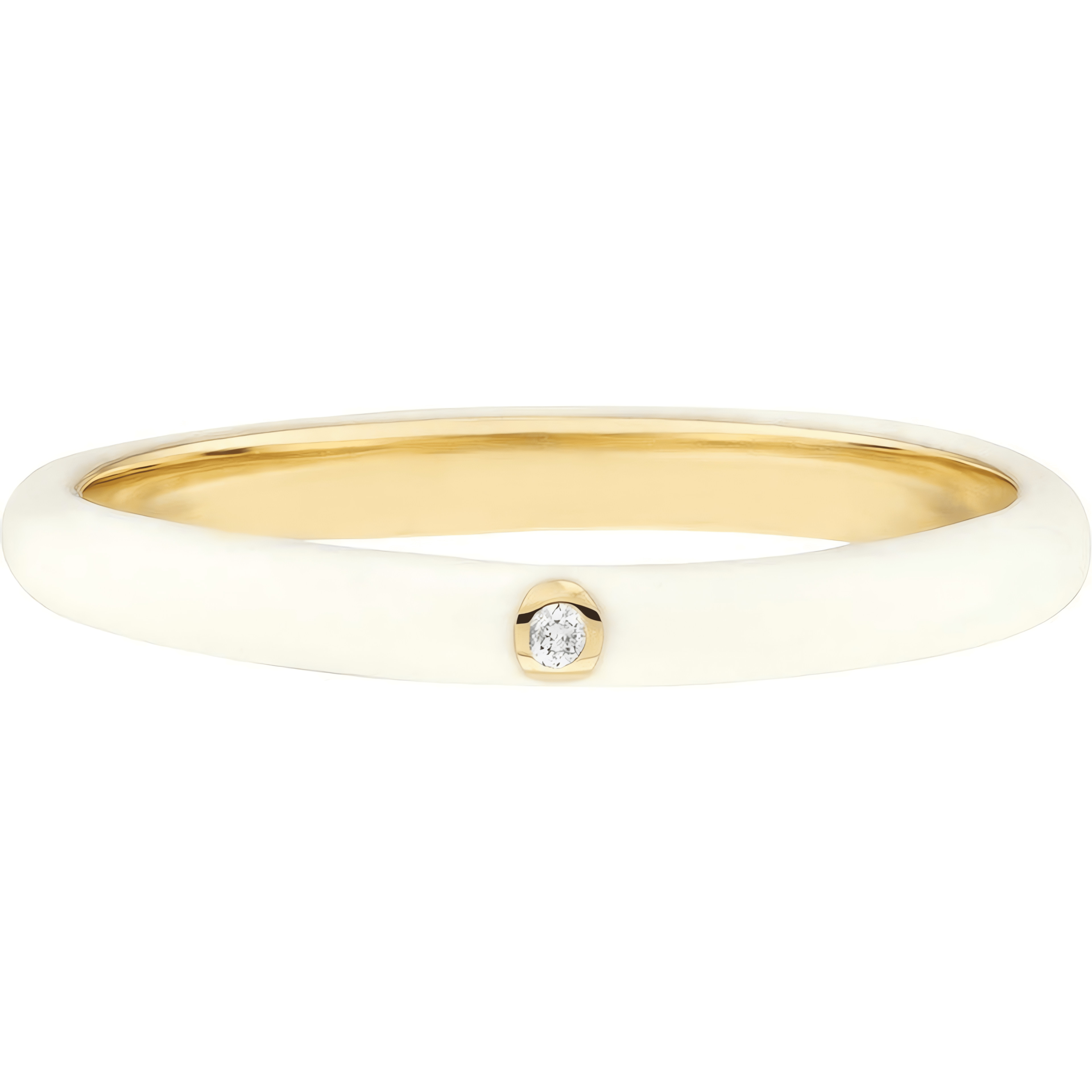 White Enamel Ring With Diamond Bezel | Ritani