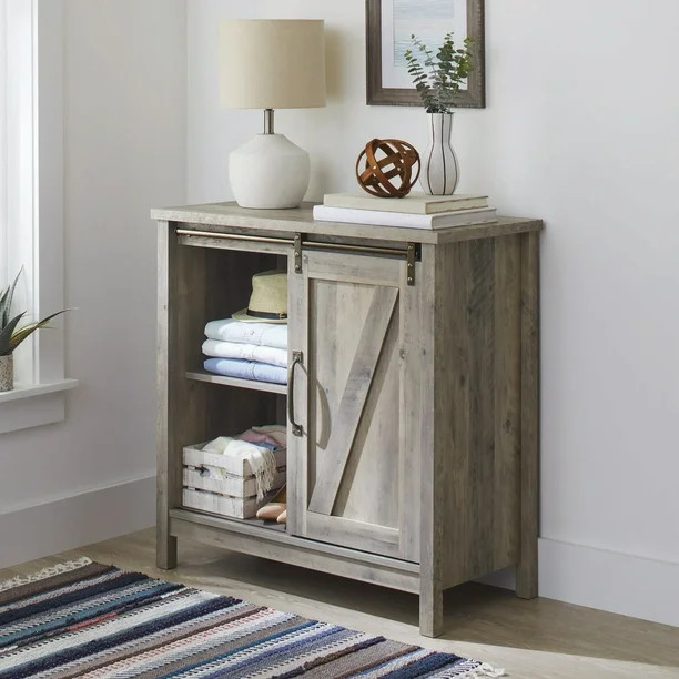 Better Homes & Gardens Modern Farmhouse Accent Storage Cabinet, Rustic Gray Finish | Walmart (US)
