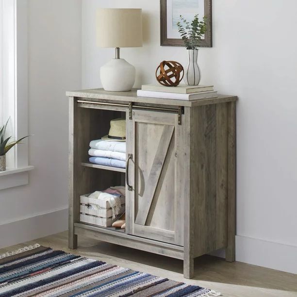 Better Homes & Gardens Modern Farmhouse Accent Storage Cabinet, Rustic Gray Finish | Walmart (US)