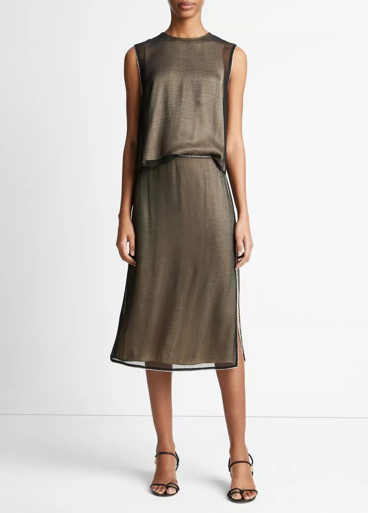 Beaded-Border Sheer Skirt | Vince LLC