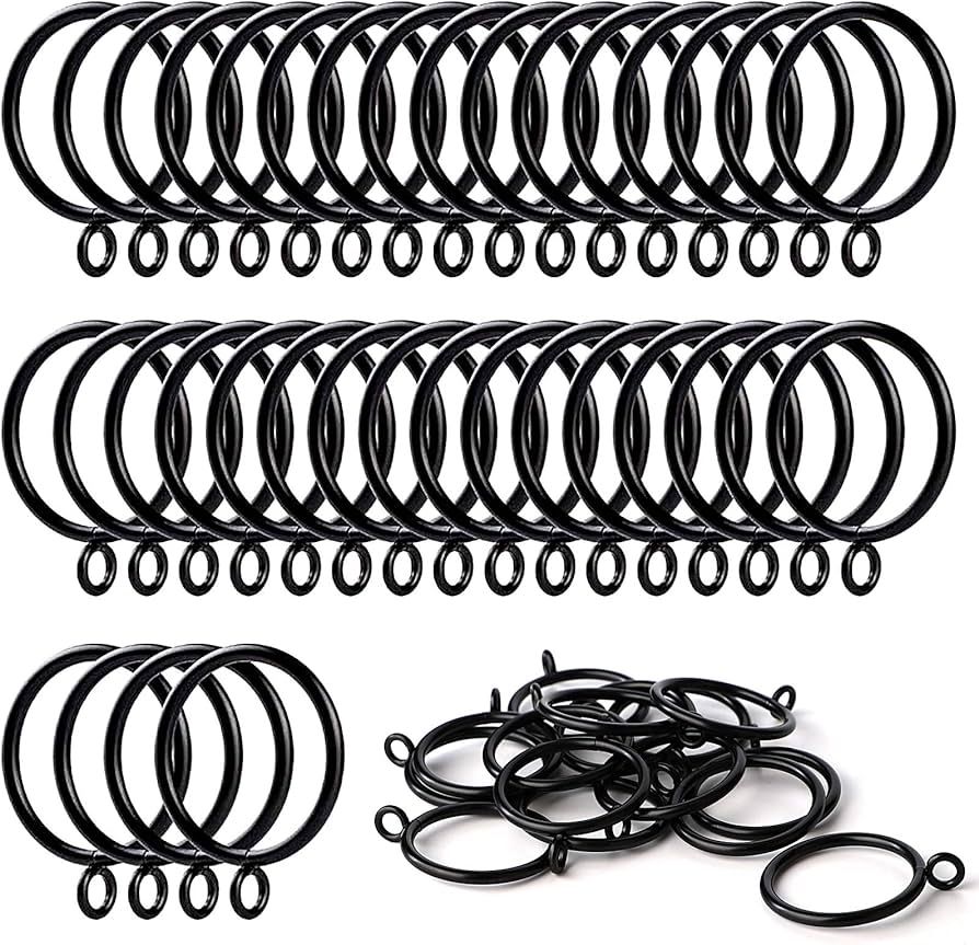 ANJUU 36 Pack 38mm Inner Diameter Metal Curtain Drape Sliding Eyelet Rings Black Tone | Amazon (US)