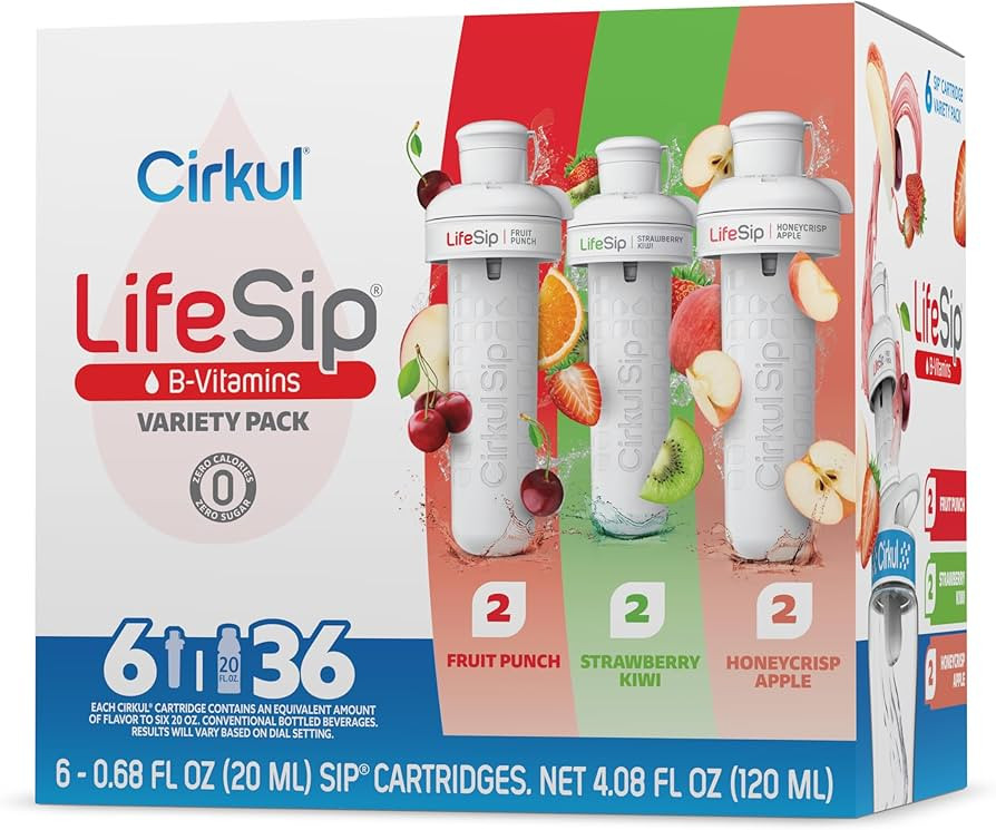 Cirkul LifeSip B-Vitamins Flavor Water Variety Pack, Makes 36 Drinks, No Sugar, Zero Calorie Drin... | Amazon (US)