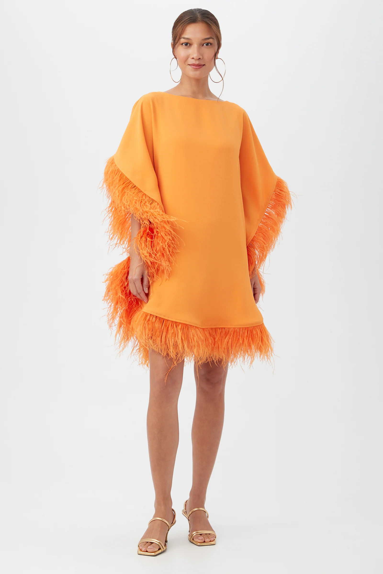 Mini Neena Boatneck Dress With Feather Trim | Trina Turk