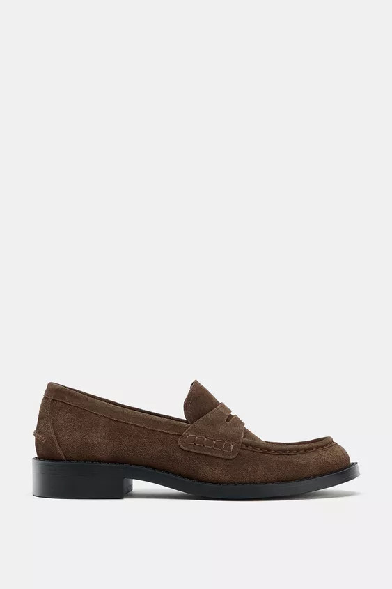 SPLIT LEATHER LOAFERS | Zara US