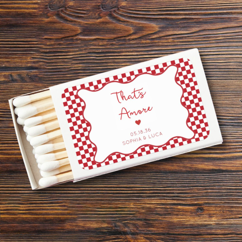 That's Amore" Chic Red Checkered Italian Wedding | Zazzle