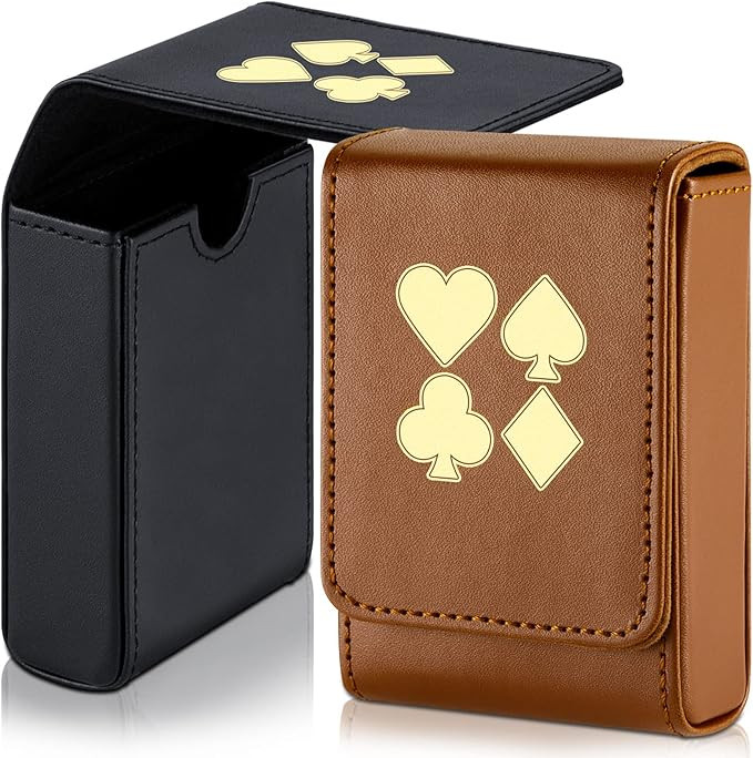 2 Pieces Single Deck PU Leather Playing Card Case Holder Black Brown Deck Holder Playing Card Hol... | Amazon (US)