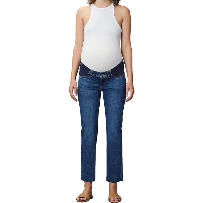 DL1961 | Women's Patti Straight Maternity Vintage Jeans, Seaborn Raw (Blue, Size 31) | Maisonette | Maisonette