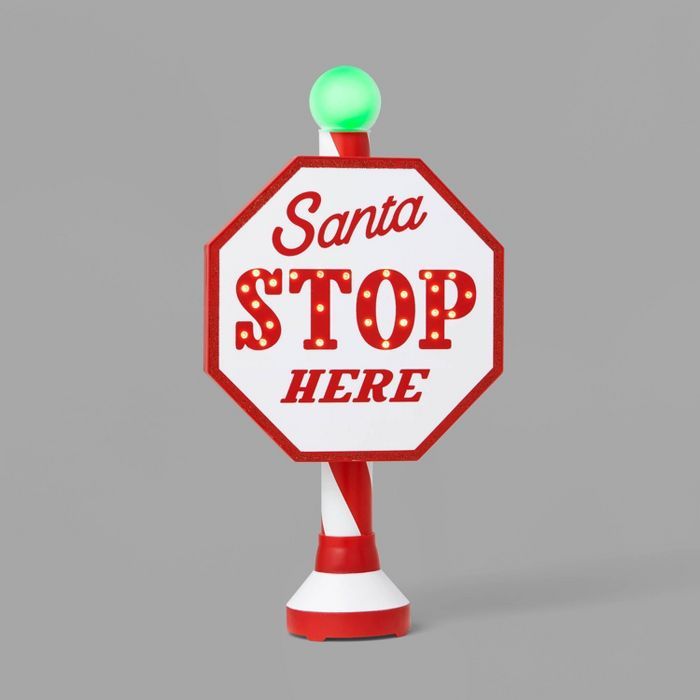 Santa Stop Here LED Tabletop Sign Red/White - Wondershop™ | Target