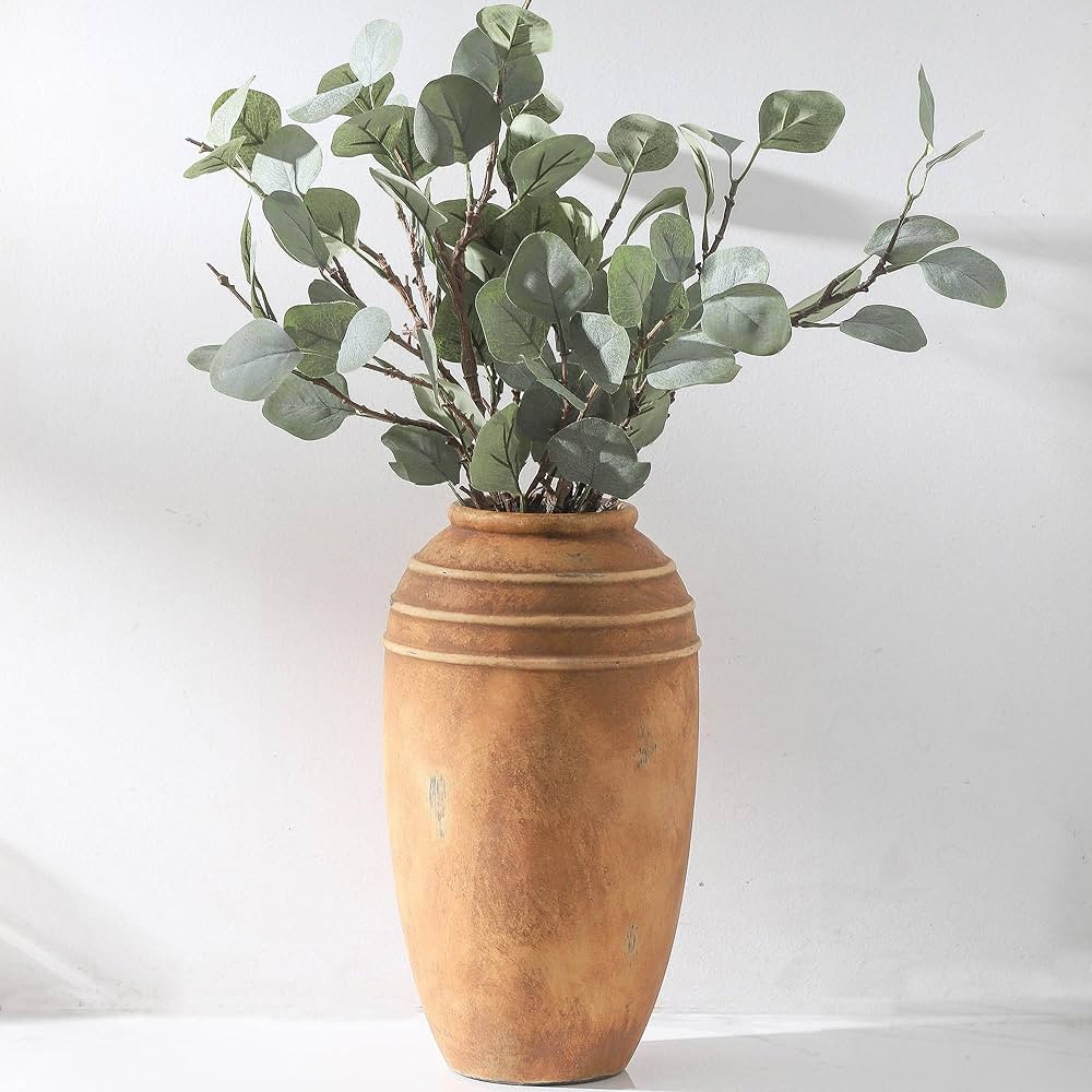 Large Ceramic Flower Vase, 12.87 inch Terracotta Vase, Rustic Farmhouse Vintage Vases for Home De... | Amazon (US)