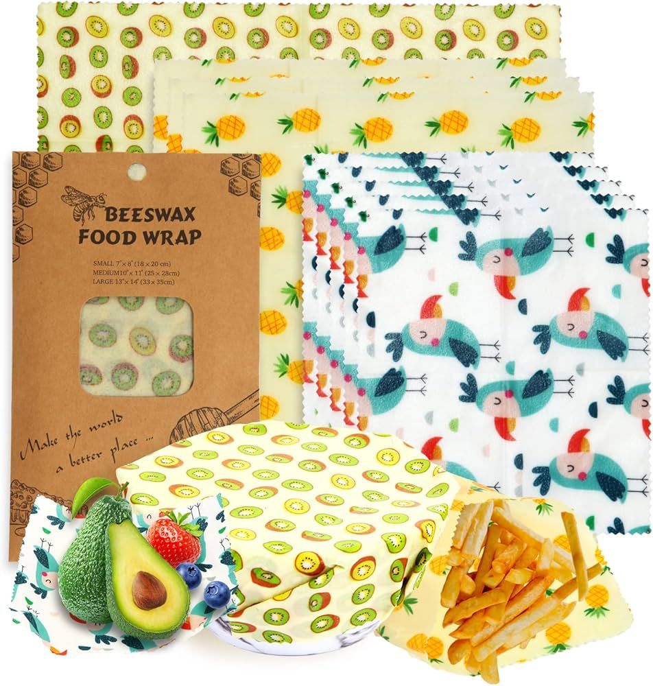 Reusable Beeswax Wrap - 9 Pack, Beeswax Wraps for Food, Eco-Friendly Beeswax Food Wraps, Bread Sa... | Amazon (US)