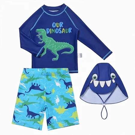 Ymyiu Toddler Swimsuit Boy Baby Boys Set Long Sleeve Swim Set for Toddler Boys Two Piece Bathing Suits with Swim Trunks 2T 3T (Blue,2-3 Years) | Walmart (US)