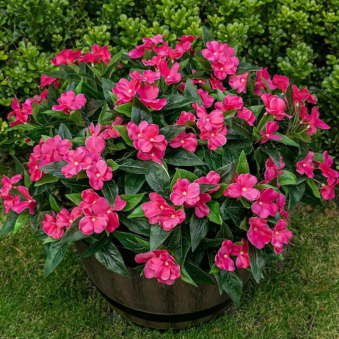Artificial Fake Flowers for Outdoor Décor 6 Bundles UV Resistant Fake Plants for Planter Faux Im... | Amazon (US)