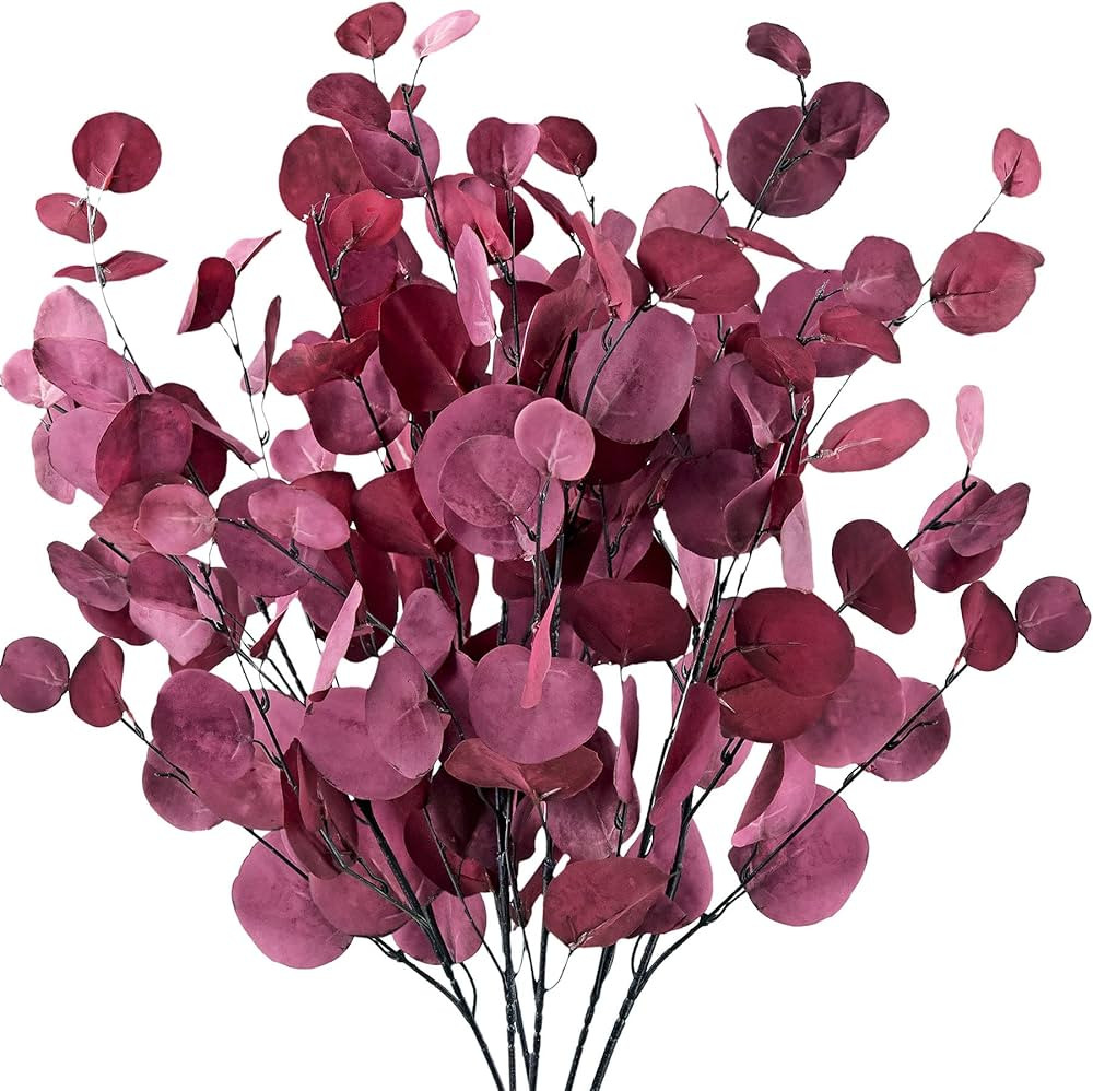 6 Stems Eucalyptus Artificial Silk Leaves Realistic Looking for Centerpieces Fillers Bouquets (Ro... | Amazon (US)