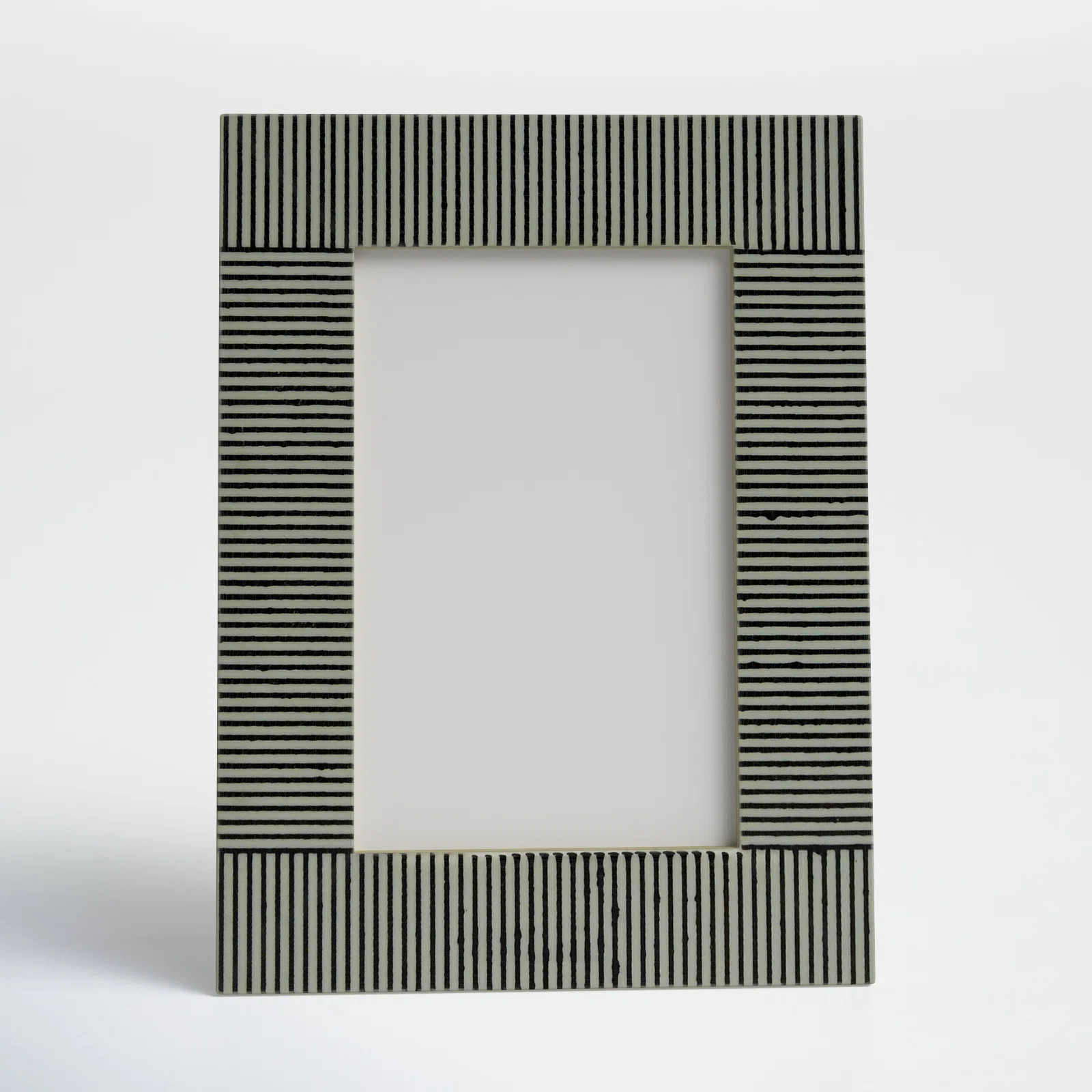 4" x 6" Decorative Photo Frame - Contemporary Polyresin Black and White Etched Line Design Pictur... | Joss & Main