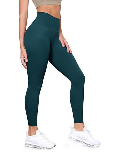 ODODOS Tummy Control 7/8 Compression Leggings with Inner Pocket for Women, 25" High Waist Workout Running Yoga Pants, Forest Teal, Large | Amazon (US)