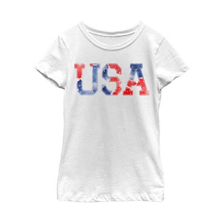Girl's Lost Gods Fourth of July  USA Watercolor Print T-Shirt | Target