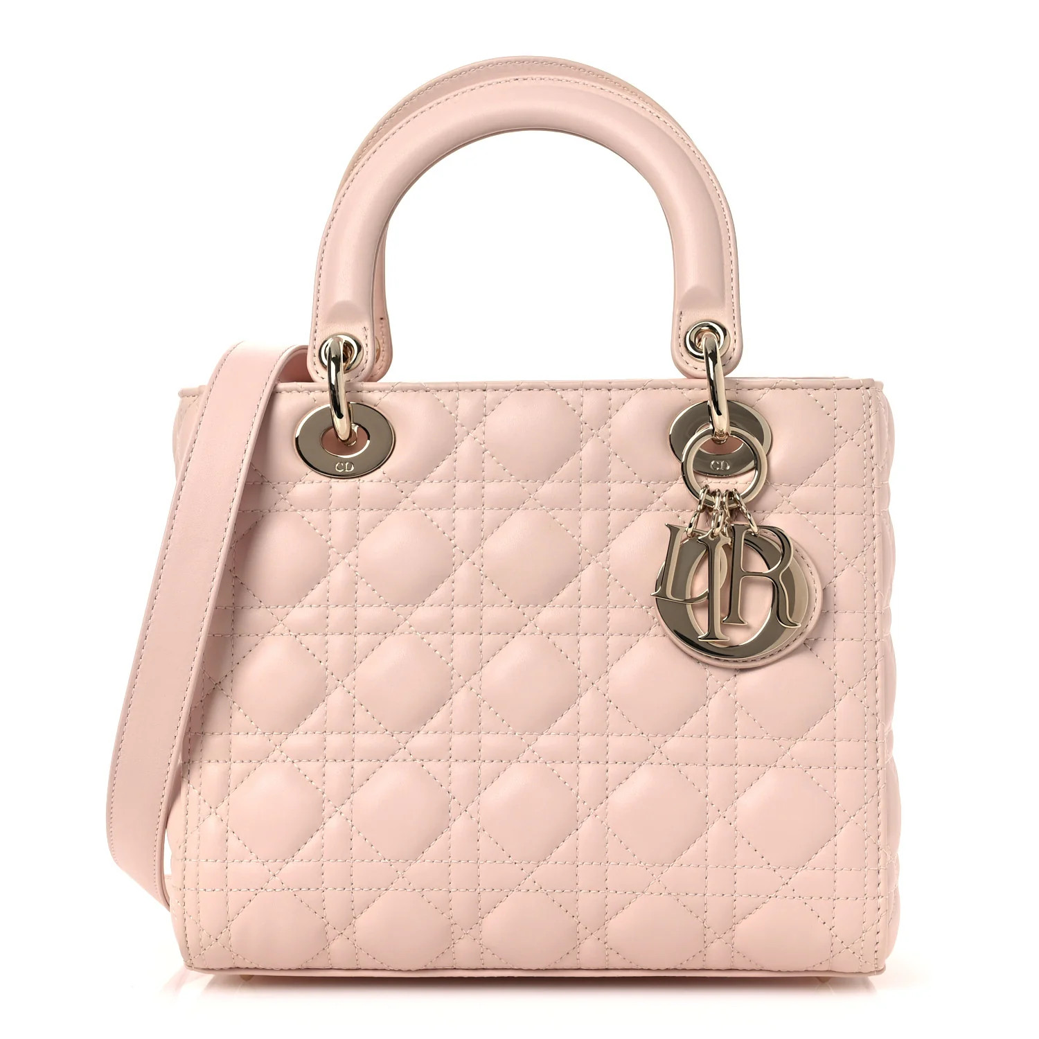 Lambskin Cannage Medium Lady Dior Light Pink | FASHIONPHILE (US)