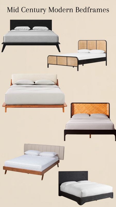 Mid century modern bed, caned bed, rattan bed, bedframe, upholstered bedframe 

#LTKsalealert #LTKhome #LTKstyletip