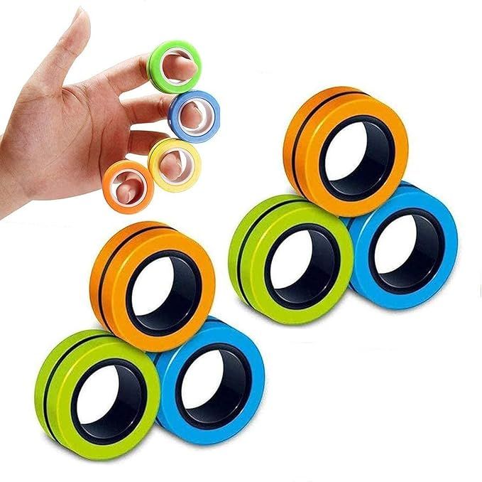 6PCS Magnetic Rings, Fidget Rings,Roller Rings,Adult Finger Fidget Toys, ADHD Anxiety Relief Deco... | Amazon (US)