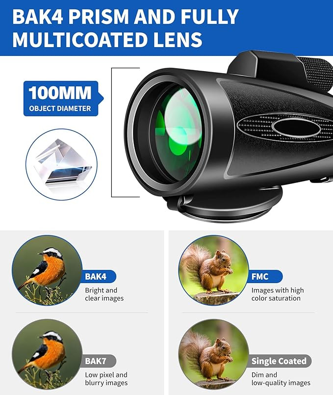 Monocular Telescope 80x100 High Power with Smartphone Adapter Tripod,Larger Vision Monoculars for... | Amazon (US)