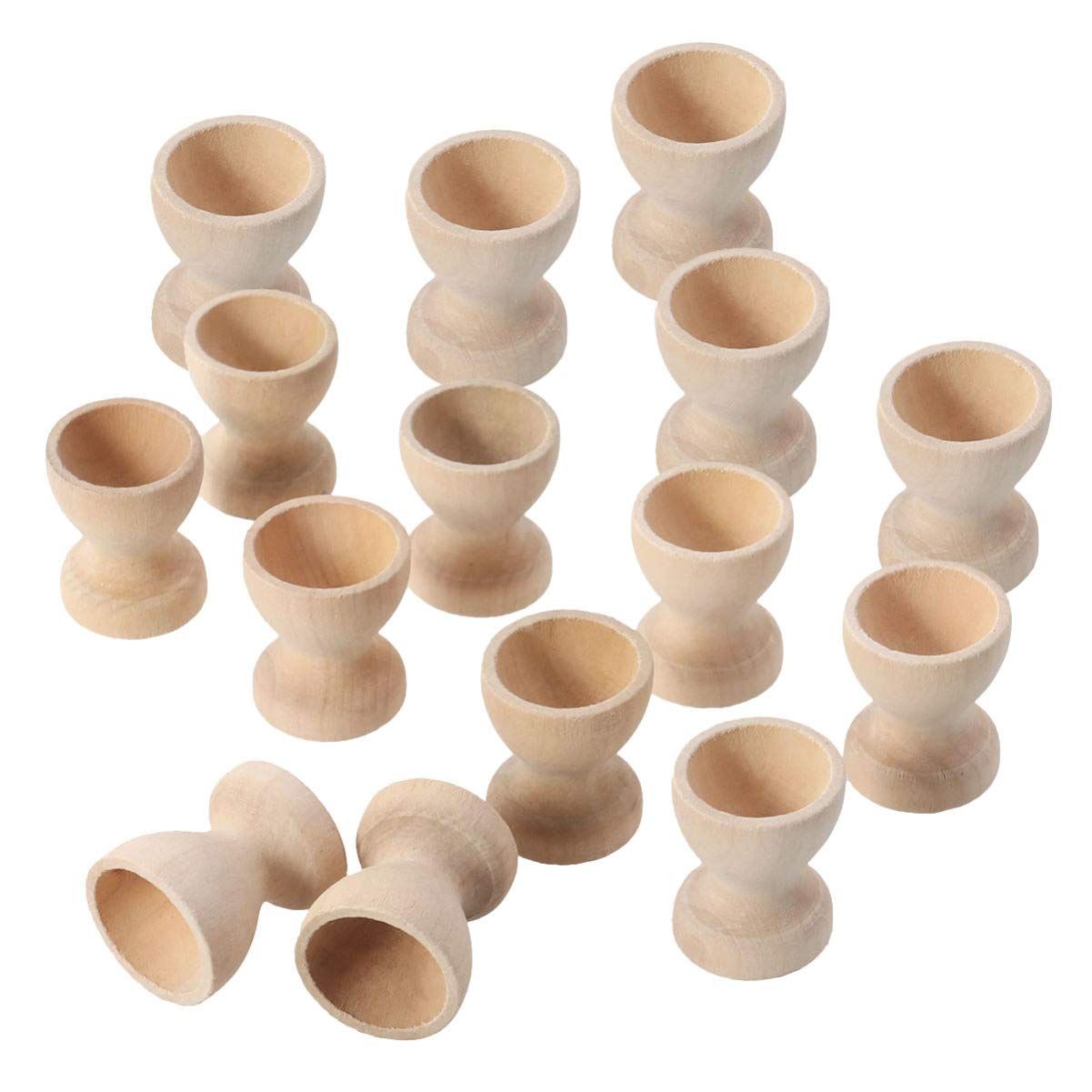 NUOBESTY Wooden Easter Egg Cups 15pcs, 3x3x3.5cm Easter Egg Holder Educational Cup Shape DIY Easter  | Amazon (US)