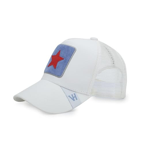 VINTAGE HAVANA Tommy Off White Trucker Hats Women Red Star Blue Suede Patch | Mesh Adjustable Snapback Hat | Men & Women Trendy Fashion Baseball Cap | Amazon (US)