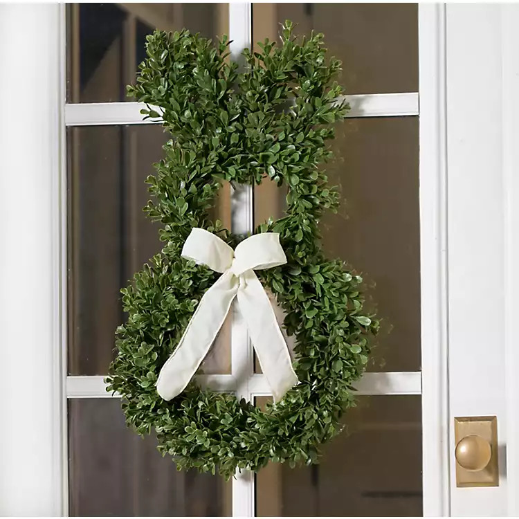 New! Boxwood Bunny Shaped Easter Wreath | Kirklands