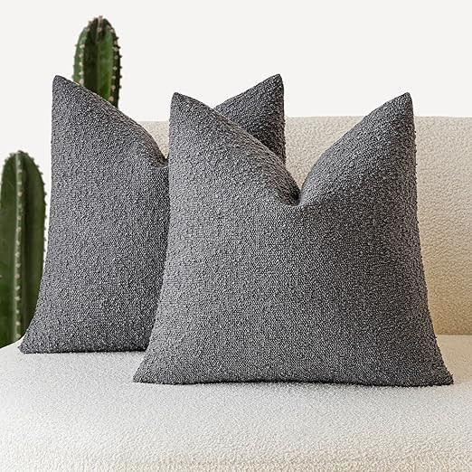 Foindtower Pack of 2 Textured Boucle Throw Pillow Covers Accent Solid Decorative Pillow Cases Coz... | Amazon (US)