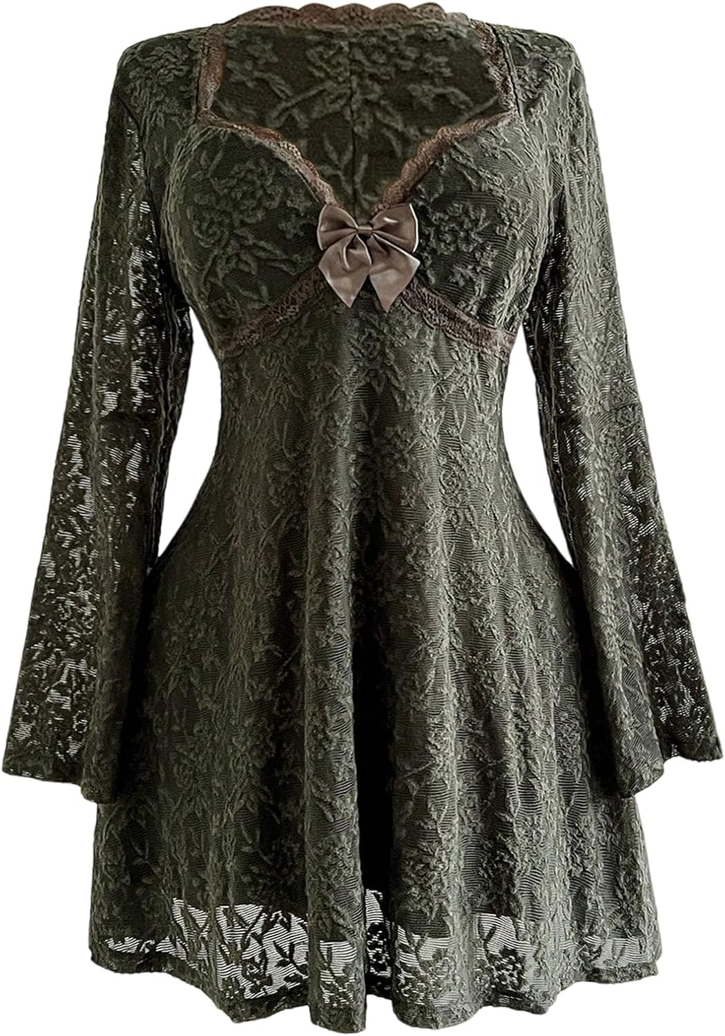 BEAUDRM Women's Plus Size Fall Hippie Boho Dress Lace Mini Dresses | Amazon (US)