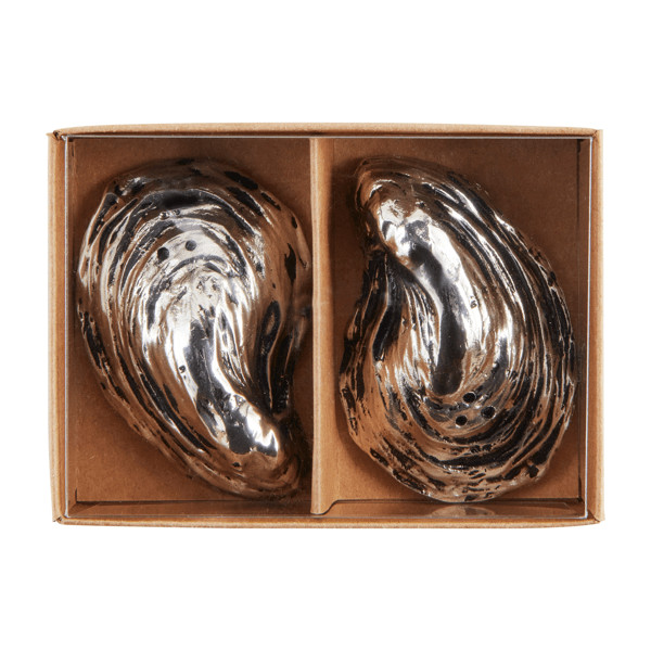 Metal Oyster Salt And Pepper Set | Mud Pie