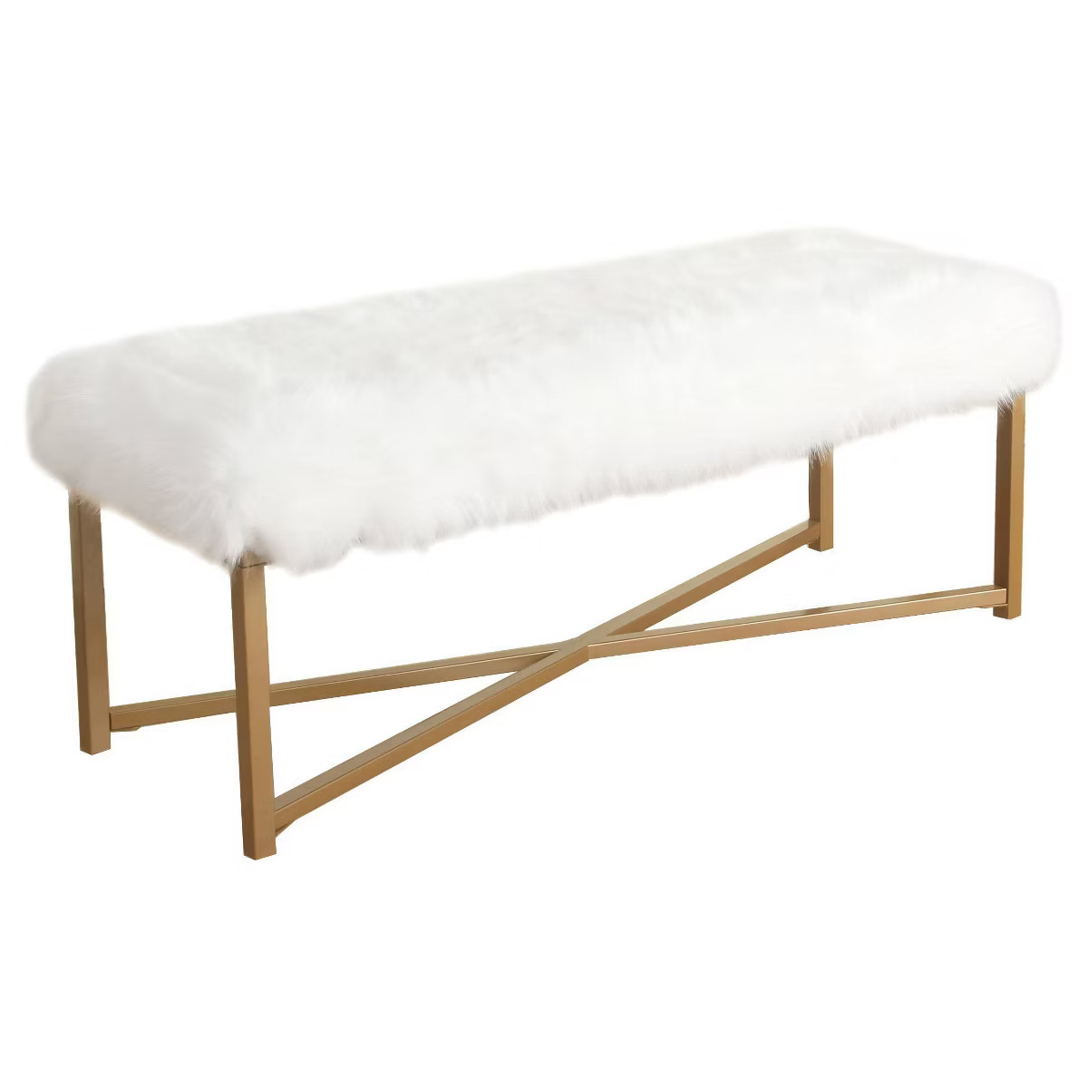 Faux Fur Rectangle Bench White - HomePop | Target