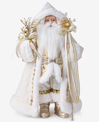 Holiday Lane Opulence Caucasian Santa With White Faux-Fur Robes, Macy's Exclusive  - Macy's | Macy's