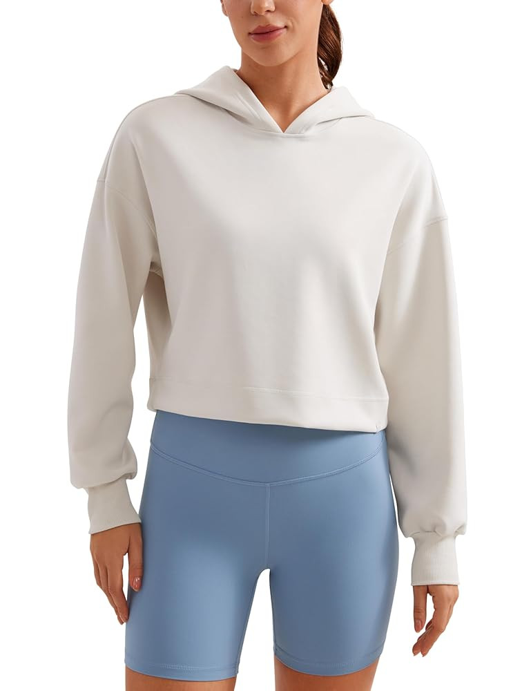 CRZ YOGA Womens SoftAura Cropped Hoodie Long Sleeve Hooded Sweatshirt Basic Workout Casual Pullov... | Amazon (US)