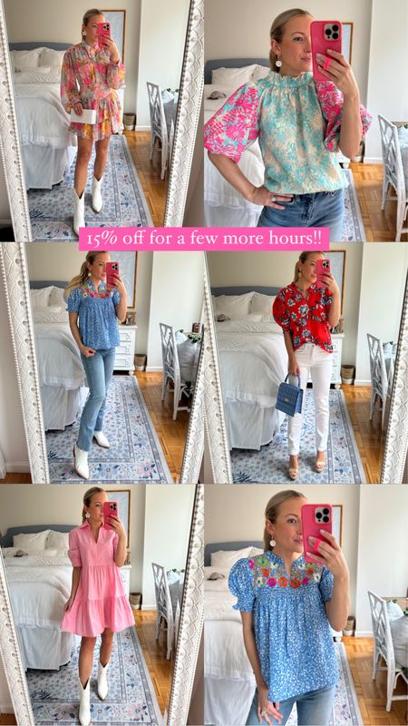 Spring style favorites! Everything is true to size except for the floral dress, size up one size in that! Code AMY15 for 15% off ❤️ #springstyle #flowertop #blouse #whitejeans 

#LTKSeasonal #LTKunder50 #LTKunder100